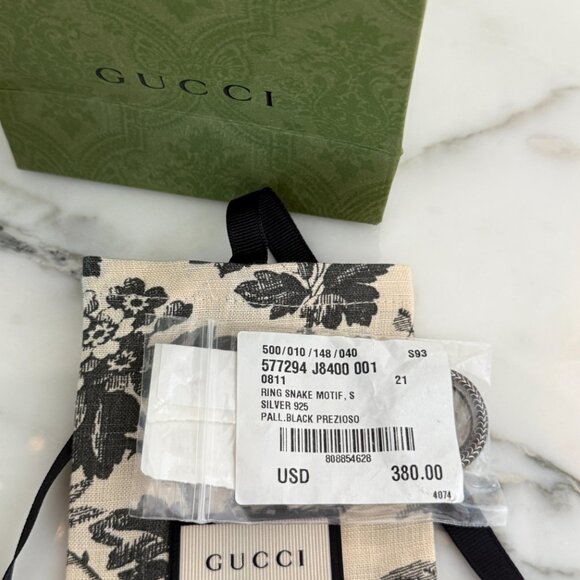 GUCCI Silver 925 Snake Ring - - 577294 J8400, sizes 20 & 21 - Picture 15 of 15